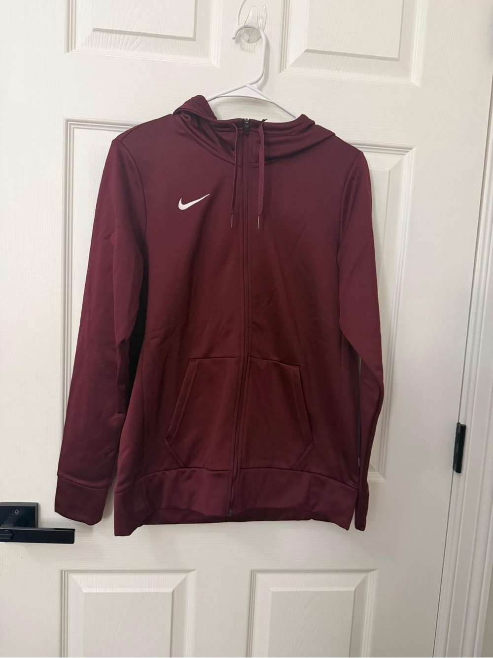 Nike Womens Dri Fit Maroon Red Full Zip Jacket Hoodie Size M Burgundy Athletic